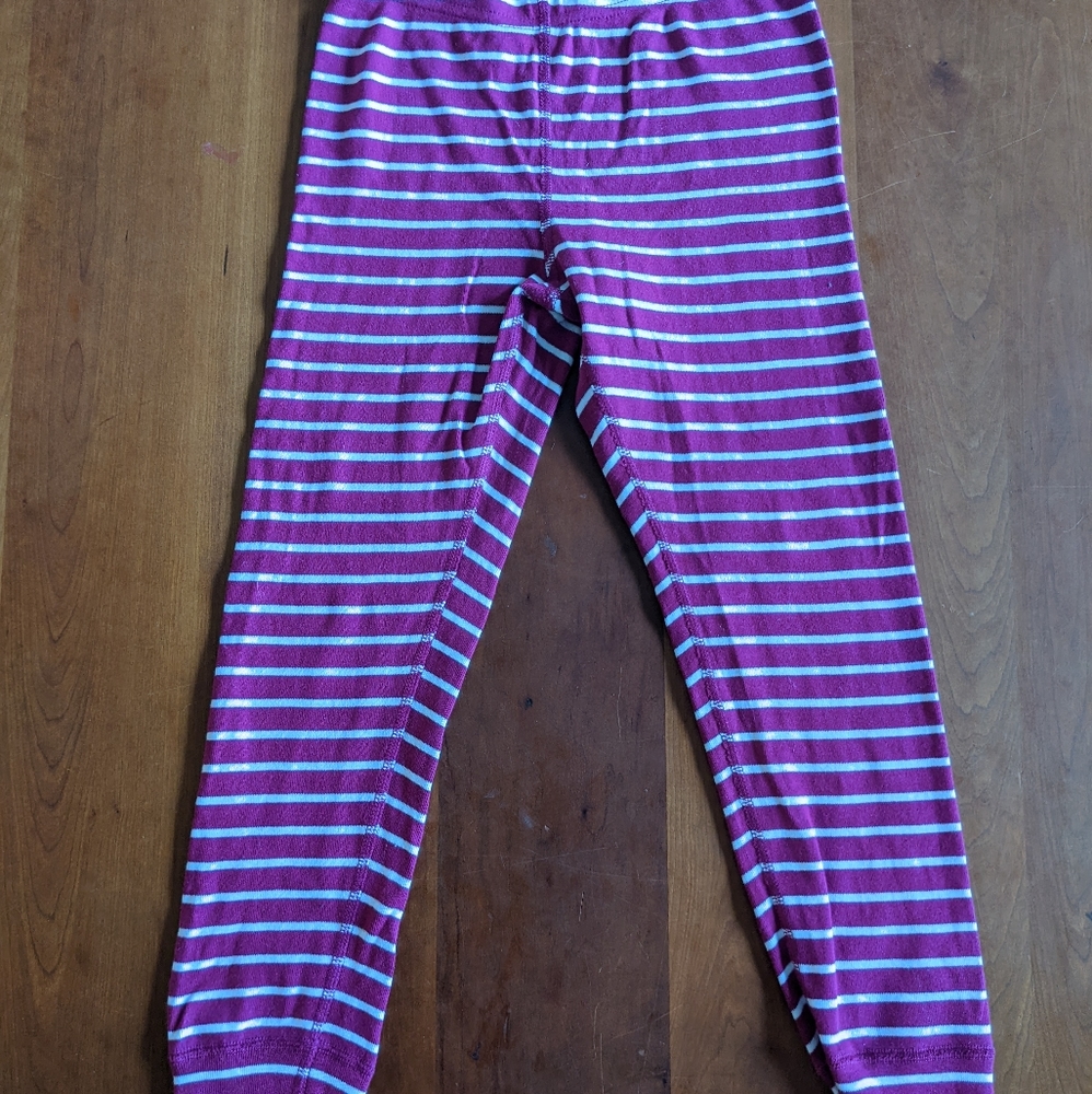 Girl's Cotton Leggings - US 8, white and maroon stripes